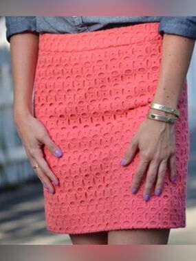 J. Crew Coral Eyelet Skirt